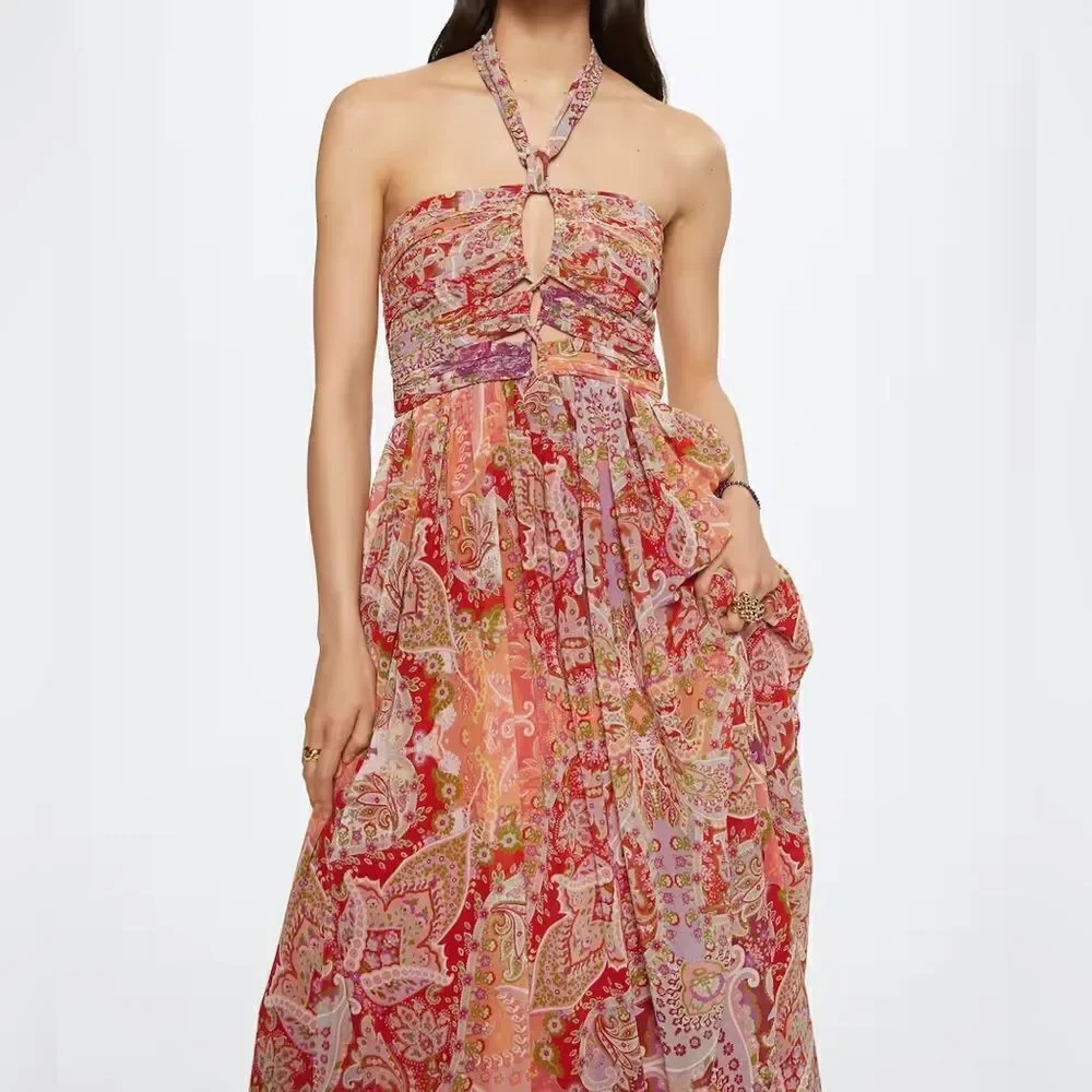 Mango Limited Edition Parsley Chiffon Dress New - Picture 11 of 11